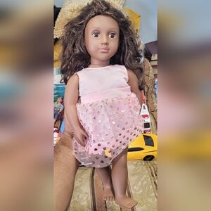 Our Generation Doll 18" African American dark skin Brown Hair & Eyes